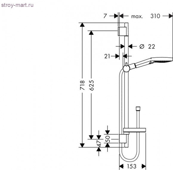 Душевой набор Raindance Select S 120 3jet/Unica 0,65 м Raindance Select 26630000 Душевой набор Raindance Select S 120 3jet/Unica 0,65 м Raindance Select 26630000