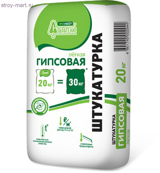 Штукатурка «Старатели» эколайт гипсовая Лёгкая, 20 кг (50 шт/под) - С-000121227