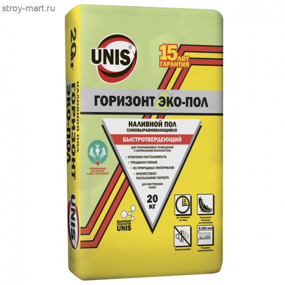 «Юнис-Горизонт ЭКО» (Быстротвердеющий 10-100 мм), 20 кг (64 шт./под.) - С-000079153 «Юнис-Горизонт ЭКО» (Быстротвердеющий 10-100 мм), 20 кг (64 шт./под.) - С-000079153