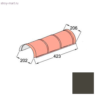 Конек полукруглый одинарный Decra Classic/Roman L=423 (375*) мм Серый валун - С-000113502