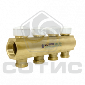 Коллекторы распределительные латунные серии СОТИС КТ50-2500 с межосевым расстоянием 50мм и термостатическими клапанами - КТ50-2505-20 НР Коллекторы распределительные латунные серии СОТИС КТ50-2500 с межосевым расстоянием 50мм и термостатическими клапанами - КТ50-2505-20 НР