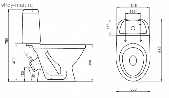 Унитаз-компакт Прайм бел нижний подвод воронк 2/реж косой выпуск в комплекте Santeri - 023-2522 Унитаз-компакт Прайм бел нижний подвод воронк 2/реж косой выпуск в комплекте Santeri - 023-2522