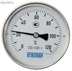 Термометр биметаллический осевой Дк100 L=40мм 120C ТБ100 Метер - 011-0130