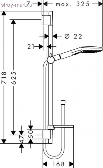 Душевой набор Raindance Select E 120 / Unica'S Puro Set 0,65 м Raindance Select 26620400
