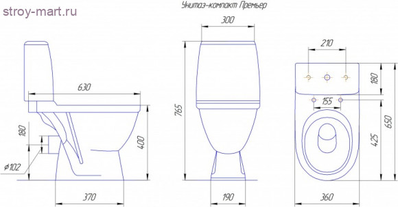 Унитаз-компакт Премьер белый 2/реж горизонт/выпуск в комплекте Кировская Керамика - 4606034068137