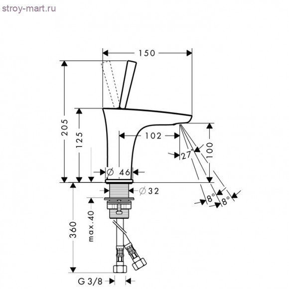 Смеситель для маленькой раковины, однорычажный PuraVida 15075400 Смеситель для маленькой раковины, однорычажный PuraVida 15075400